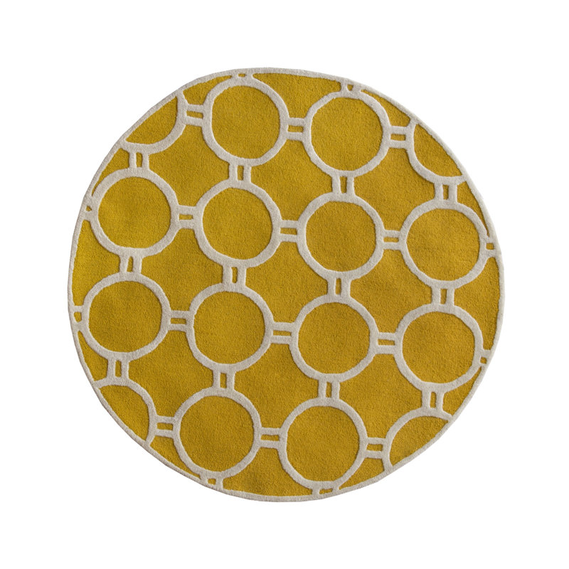 Tapis géométrique en laine touffeté à la main Cambridge, Rond 6 pi