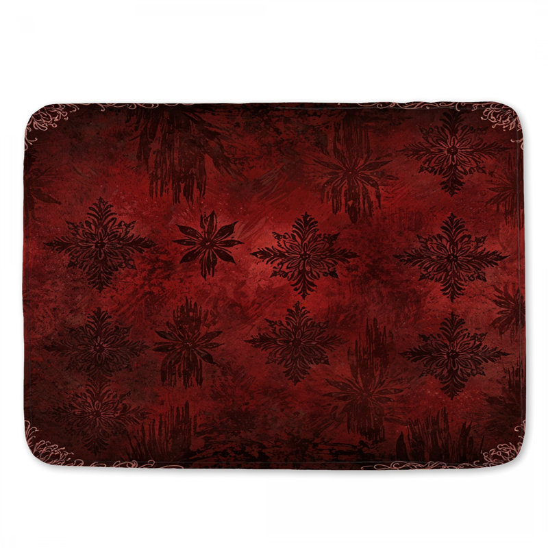 Tapis de bain damassé rouge, 24in W x 17in L