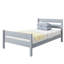 Structure de lit simple en bois d'hévéa massif avec tête et pied de lit à lattes, lit en bois robuste, aucun sommier requis-925229386