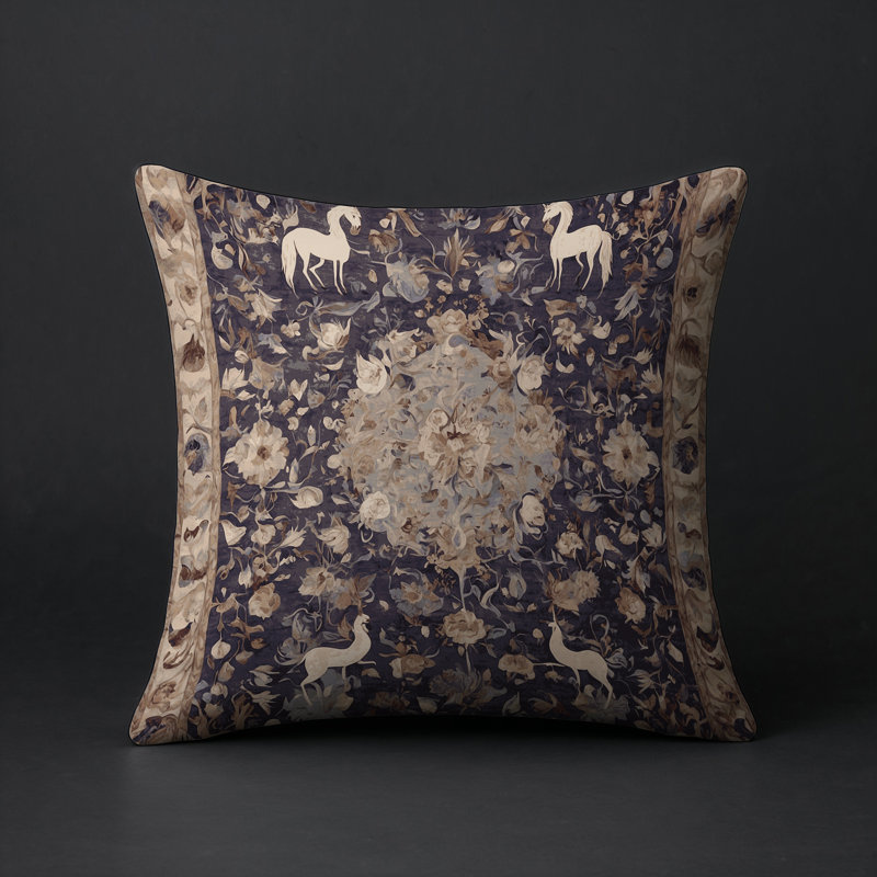 Coussin décoratif intérieur / extérieur gris Modern Modern, Carré 16 po, Mauve / brun clair / blanc abstrait
