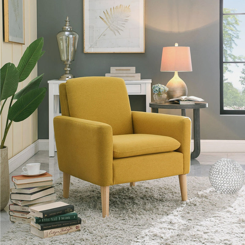 Fauteuil d'appoint rembourré Cristyle, Lin jaune