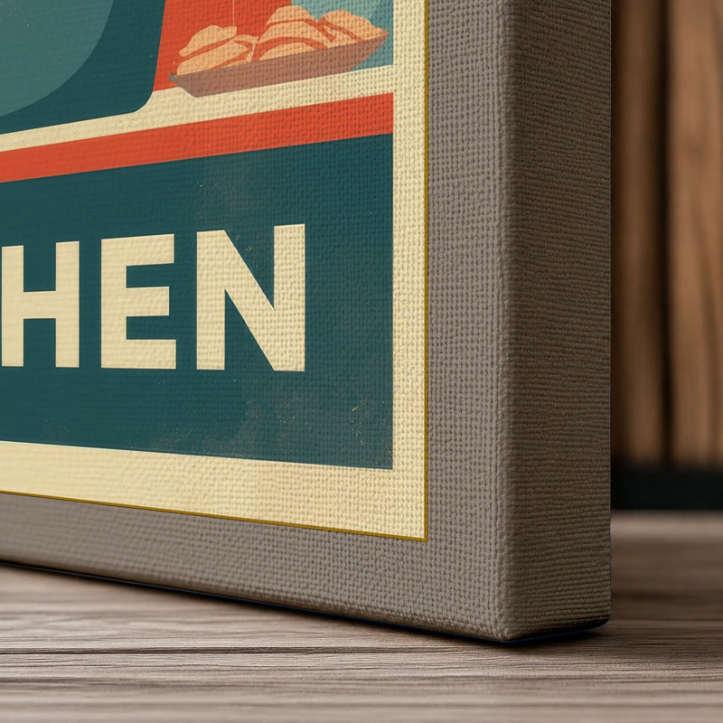 Kitchen Shelves Retro - Wrapped Canvas, 18x12 - 45.7 x 30.5 cm, Taupe Border