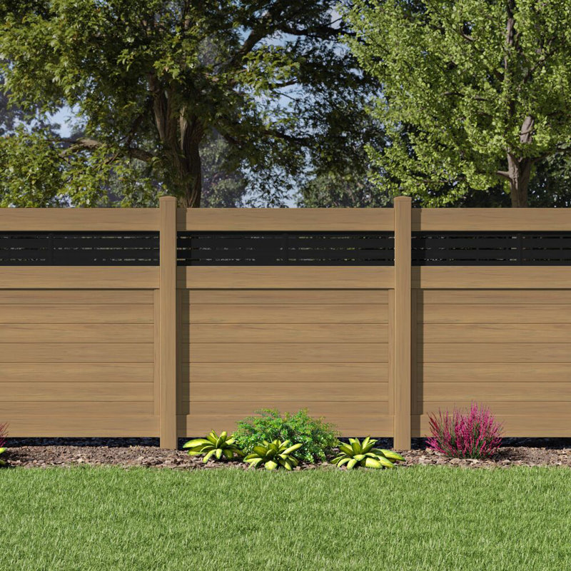 Cypress Woodgrain Vinyl Line Fence Post, 9-ft Height