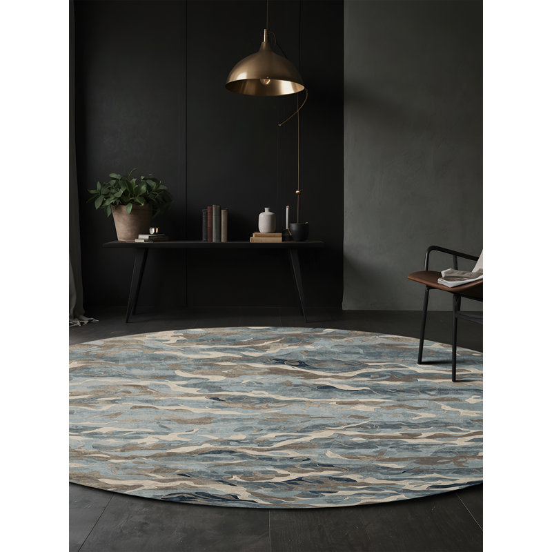 Machine Washable Brown Area Rug, Round 6'