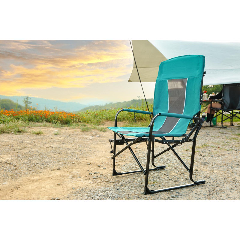Portable Folding Heavy Duty Camping Directors Chair With Steel Frame, Blue