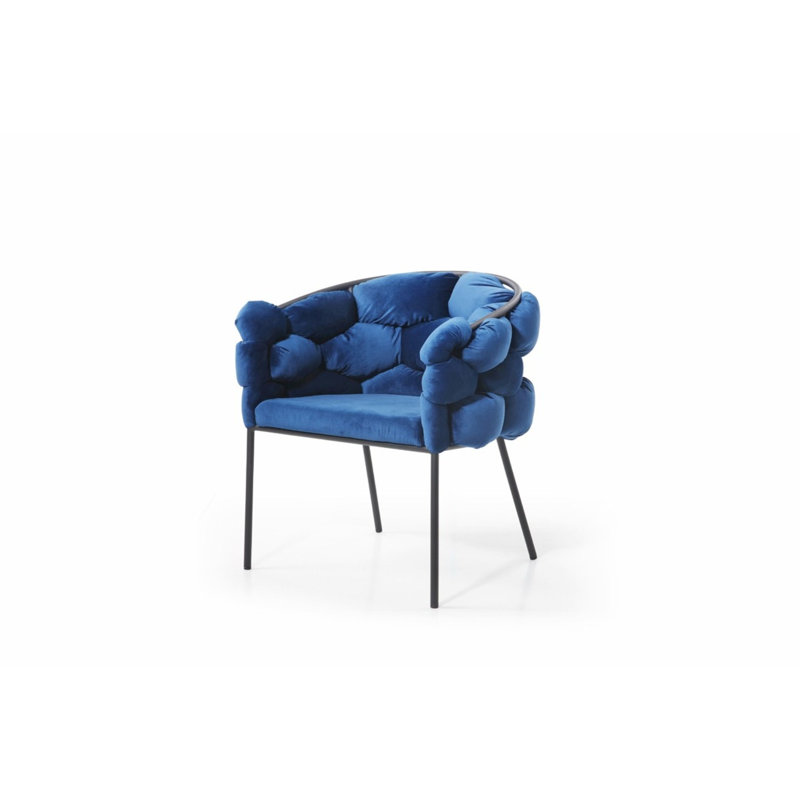 Whitcher 18'' H Tufted Velvet Upholstered Armchair, Blue
