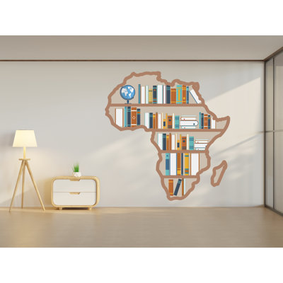 Library Africa Map Wall Decals, Books Wall Decor, Bookshelf Library Wall Decal, Education Decals Reading Room, Nurseries, School, Kids 414RS