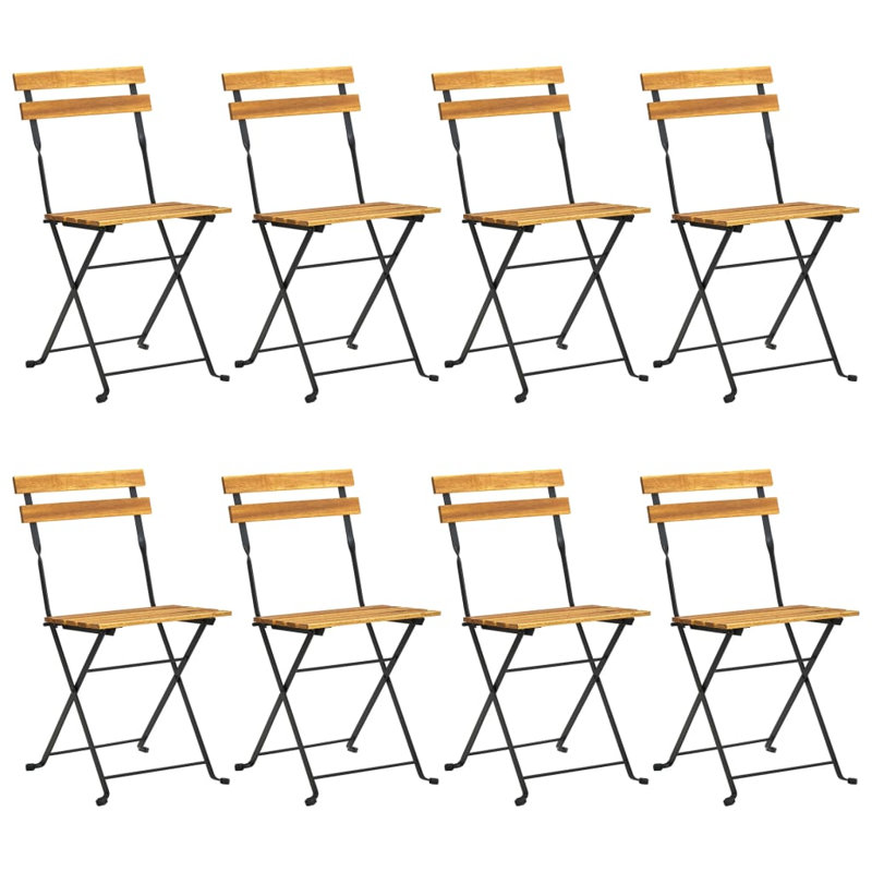 Solid Wood Patio Folding Chair Folding Chair Set, Black/Brown
