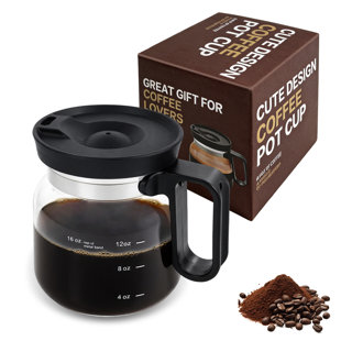 16 Oz Coffee Pot Mug, mini Coffee Pot Cup, with Spill Proof Lid Heatproof Glass Mug Large Capacity Ideal Gift For Coffee Lovers