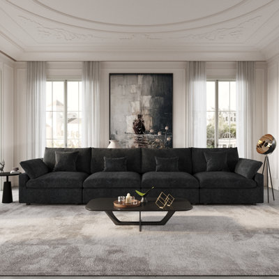 Kyna Upholstered 4-Piece Linen Slipcovered Sofa