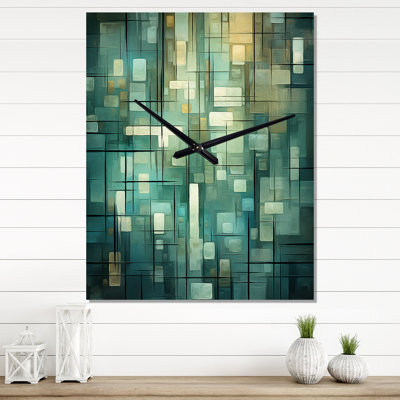 Evanescence Of Dreams Retro Abstract Teal - Peinture abstraite horloges murales