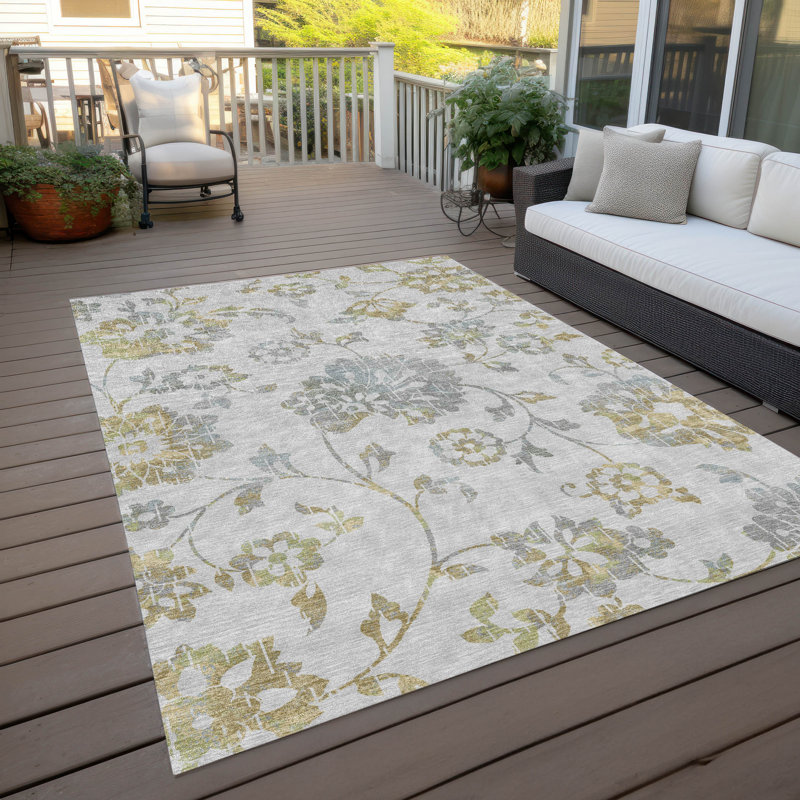 Malek Washable Floral Indoor / Outdoor Rug, Rectangle 8' x 10'