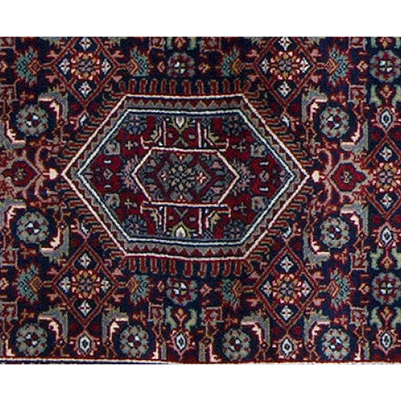 Hand-Knotted High-Quality Blue and Red Runner