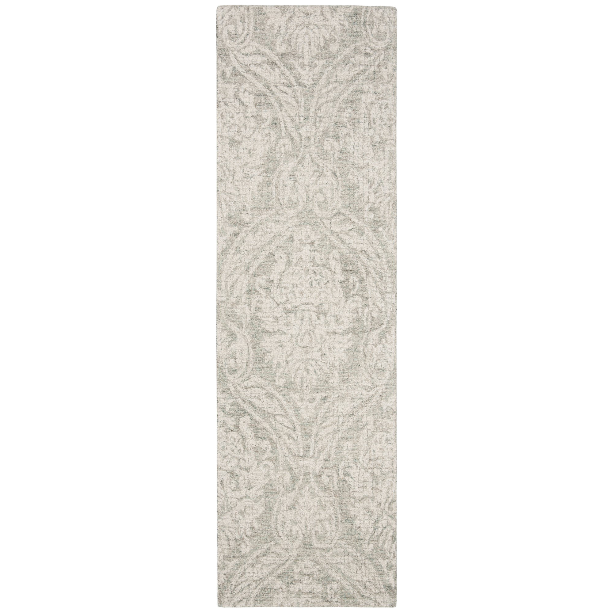 Rosemarie Abstract Handmade Tufted Wool Gray/Ivory Area Rug, Runner 2'3" x 8'