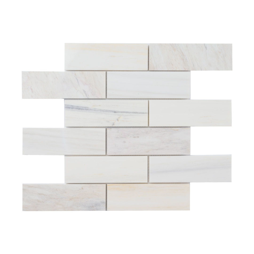 Auralie Subway 12 in. x 12 in. Polished Marble Mosaic Floor and Wall Tile Ackland