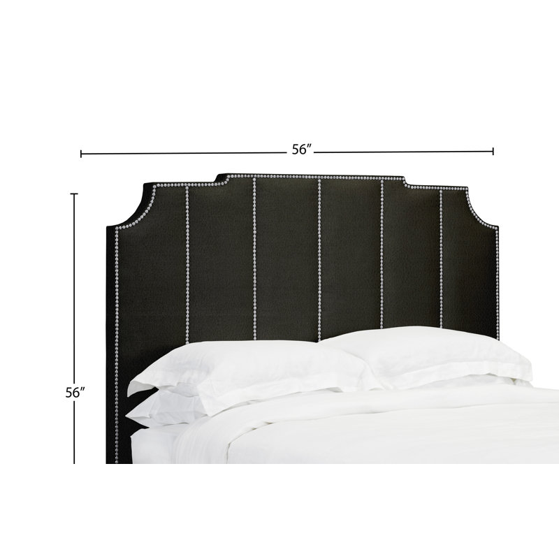Tête de lit à panneau rembourré Taber, Cuir - Noir, Double