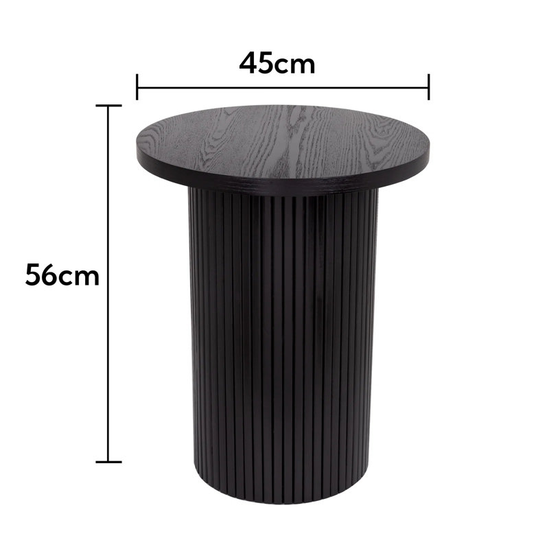 Pedestal Wood Round End Table, Black