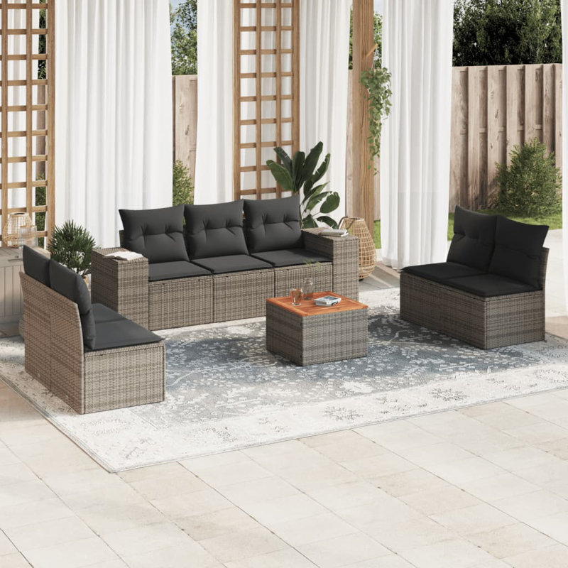 Ensemble de canapé de jardin Vidaxl, Gris foncé, Gris