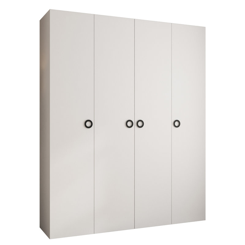 Wardrobe Moko 1, 245cm H x 200cm W x 40cm D, White Matt/Black Hanlde