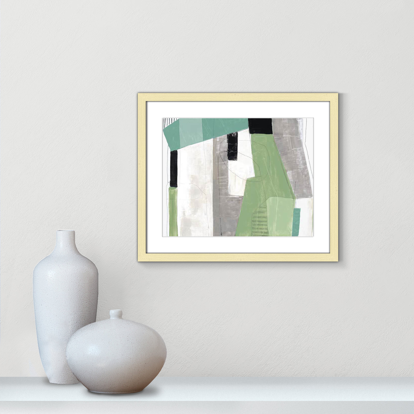 Evergreen Essence by Tom Reeves, White, 16" H x 19" W x 1.25" D, Gold Box Frame - Matted Fine Art Paper Print