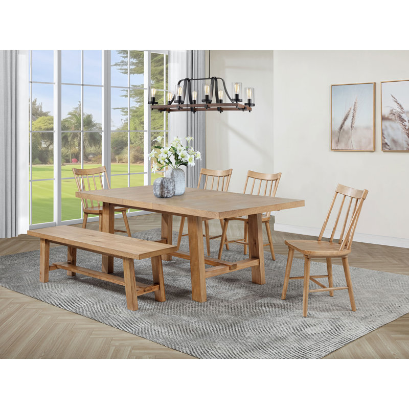 Burson 6-piece Extension Leaf Dining Set Natural Brown, Natural Brown