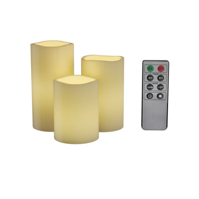 Bougie sans flamme en cire d'abeille avec télécommande (ensemble de 3)