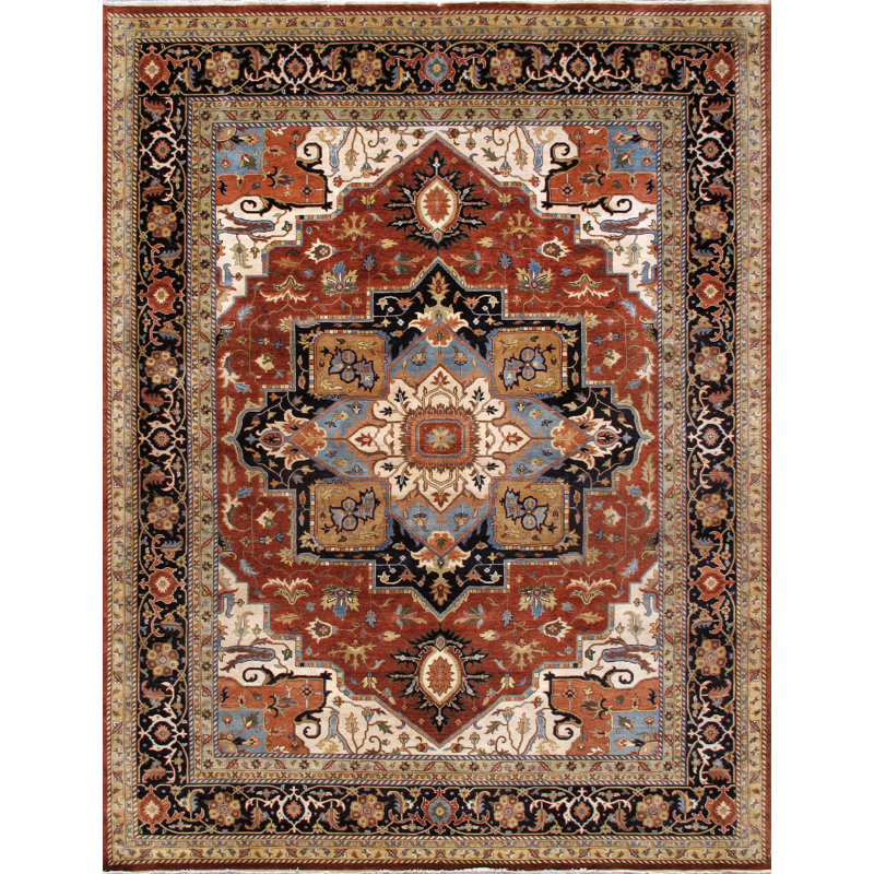 Hand Knotted Wool Oriental Indoor Rug, Rectangle 11'6" x 15'