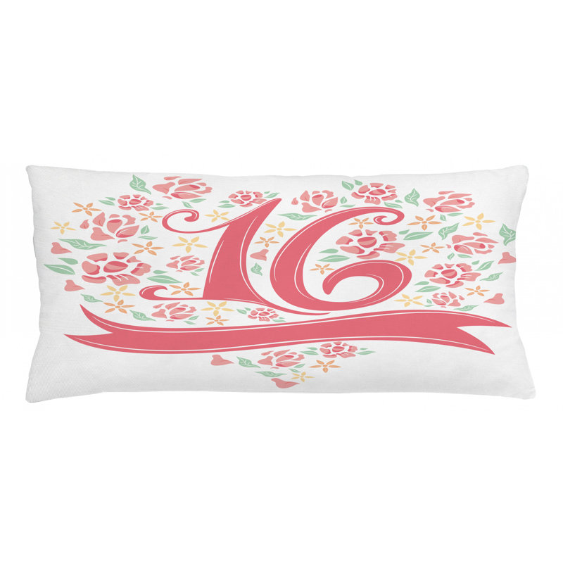Housse de coussin lombaire d’intérieur/d’extérieur seizième anniversaire, 16 po x 36 po