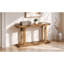 Console minimaliste moderne de 50 po, conception d'assemblage incrusté, pieds en bois massif, placage de pin, plateau de table épais et tablette inférieure
