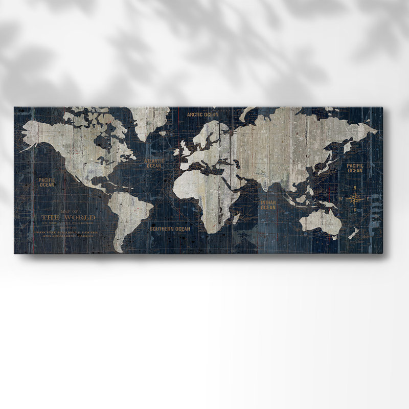 Carte de l'ancien monde, H 8 po x l 20 po x P 1,5 po