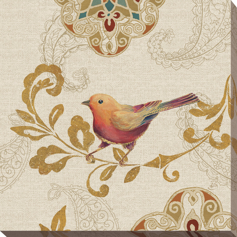 Oiseau arc-en-ciel orange - imprimé, H 18 po x l 18 po x P 1 po, Toile tendue