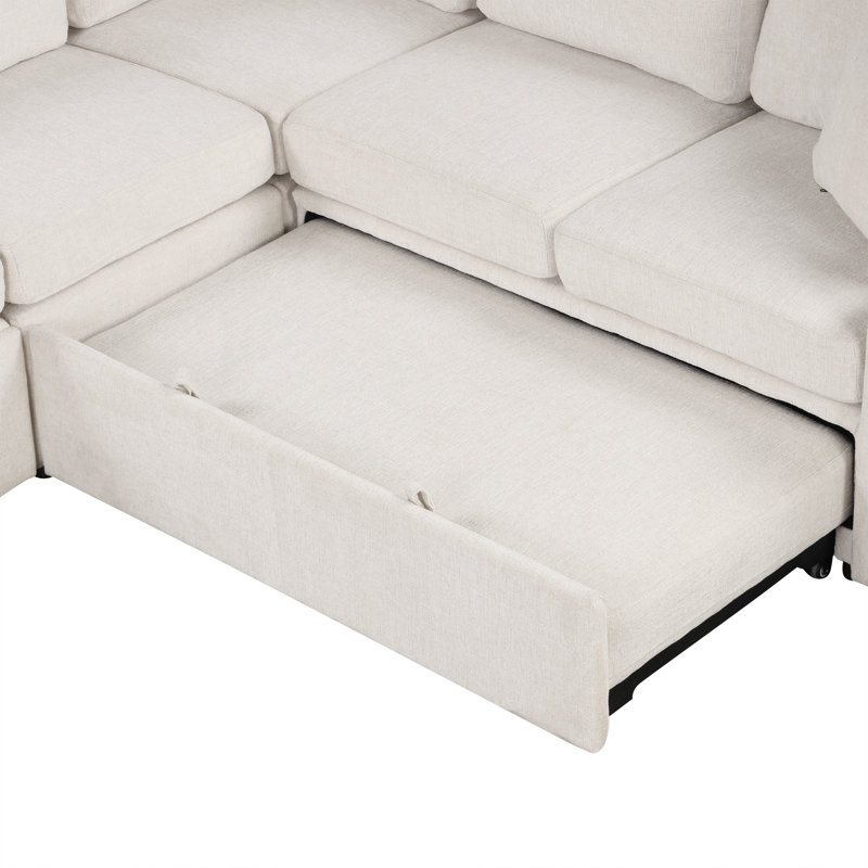 Convertible Pull-out Sofa Bed, Beige