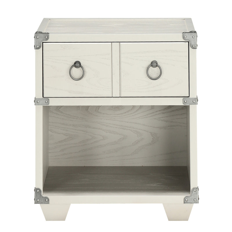 Table de chevet grise avec tablette et tiroir facile 16,5 po de profondeur