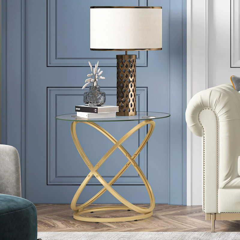 Rochdale Side Table, Clear/Gold