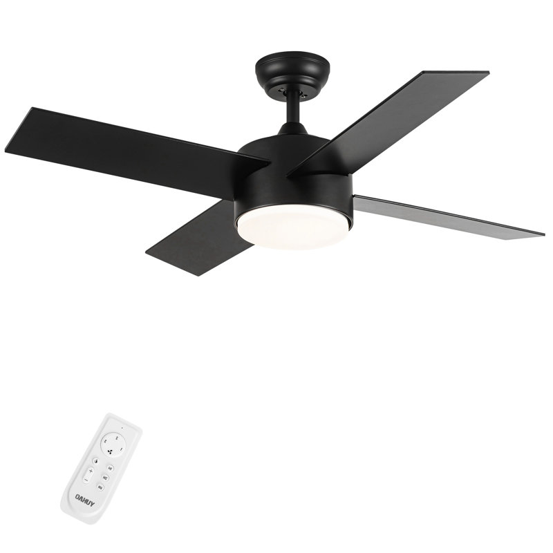 Ventilateur de plafond à DEL de 43,96 po avec télécommande et ensemble d'éclairage inclus, Noir