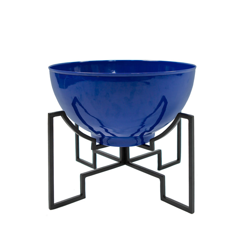 Pot de fleurs en acier galvanisé, H 13,25 po x l 16 po x P 16 po, Bleu français