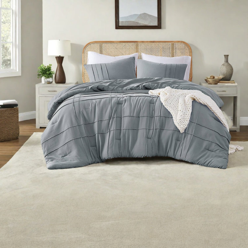 Ensembles de literie en microfibre délavée douce, lit simple plissé moderne pour le confort