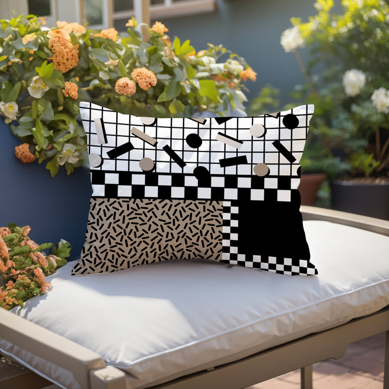 Coussin lombaire intérieur / extérieur Lumo, Rectangle H 18 po x l 25 po, Noir
