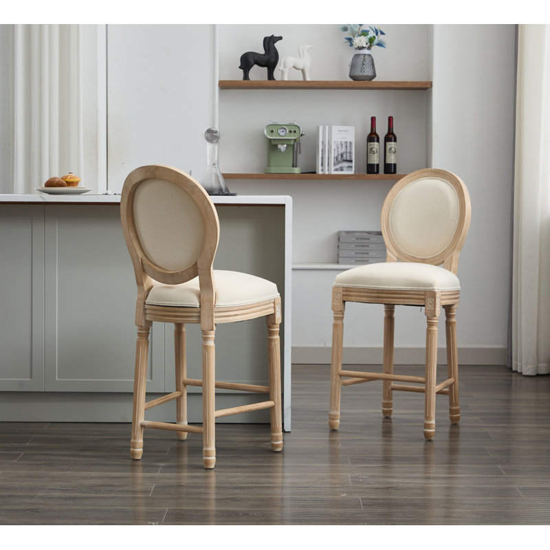 Ensemble de 2 tabourets de bar en bois massif avec tabourets en bois