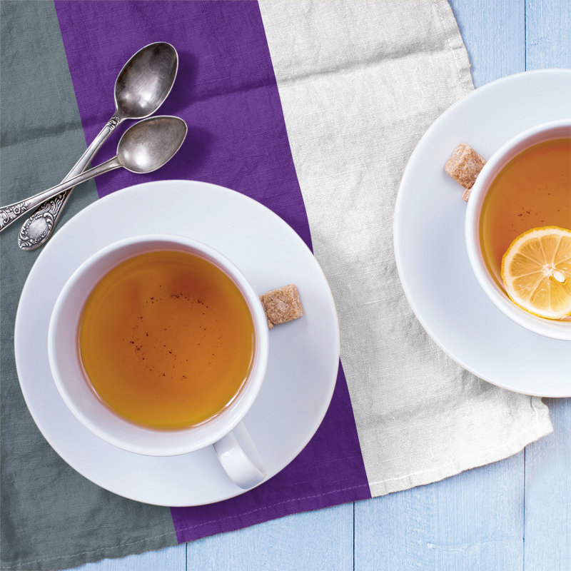 Tea Towel Kitchen Towel, Cotton, Slate Gray/Purple/White