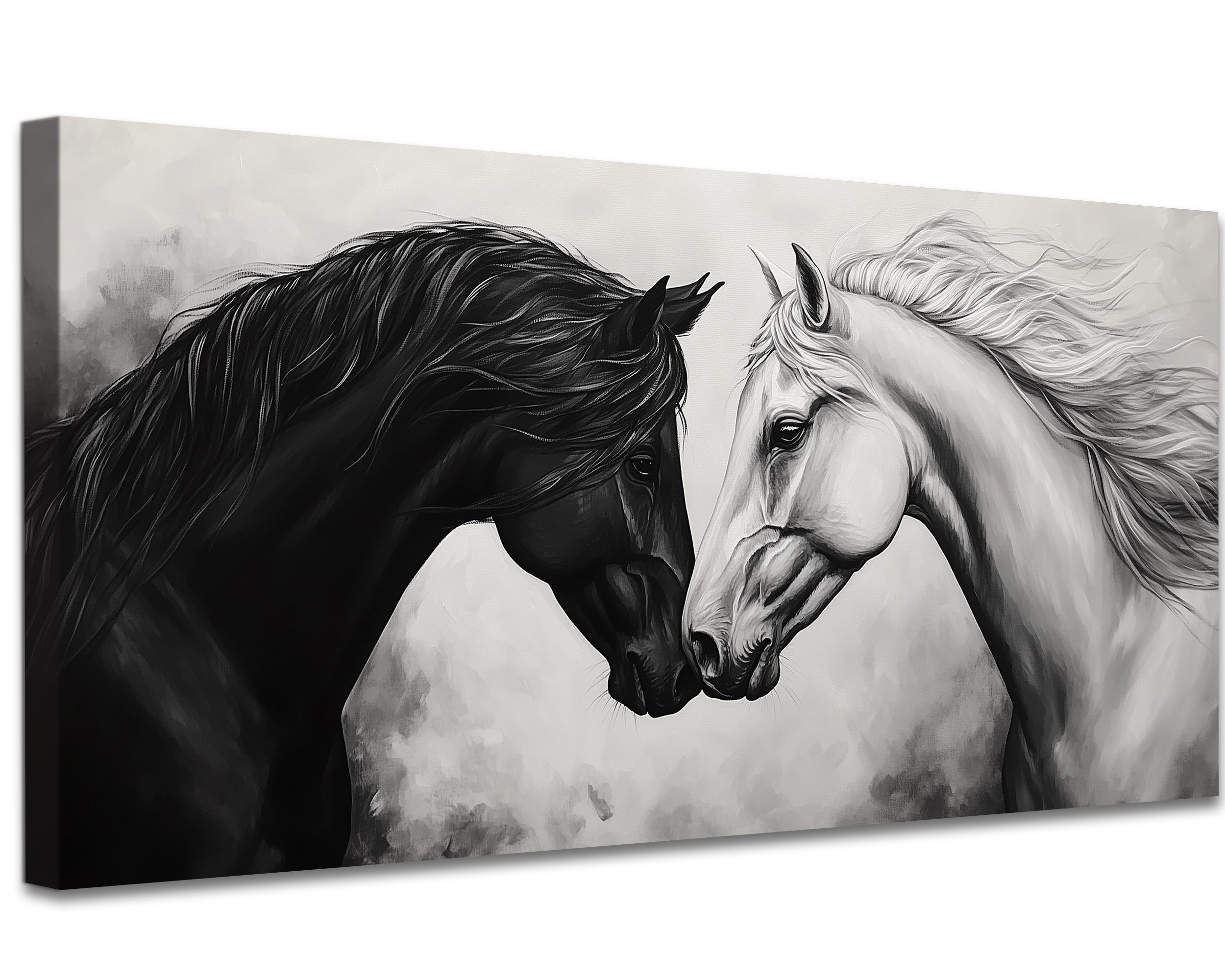 The Holiday Aisle® Large Horse Wall Art - Black and White Canvas Wall ...