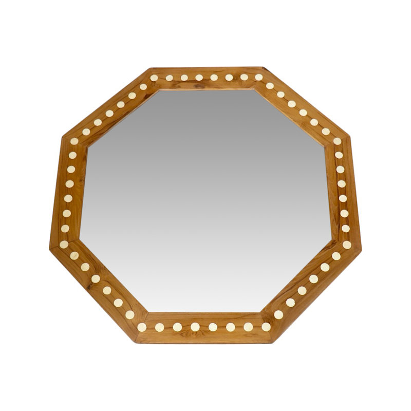 Octagonal Wooden Bone Inlaid Mirror