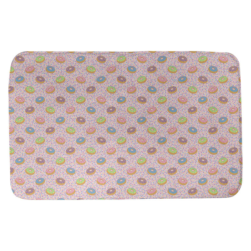 Tapis de salle de bain conuts Avicia, l 21 po x L 34 po, Rose / bleu / brun clair