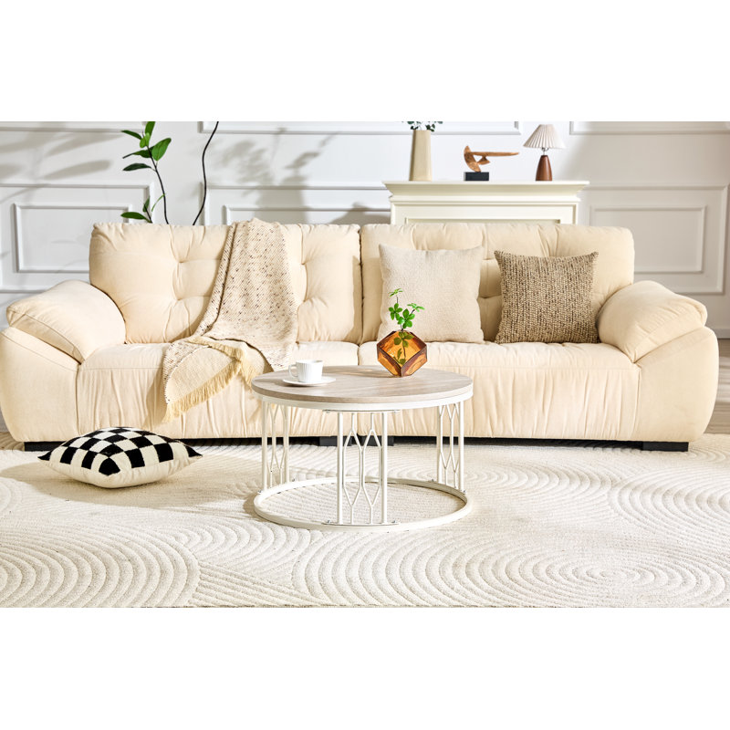Table basse ronde avec base robuste, White Top/White Base