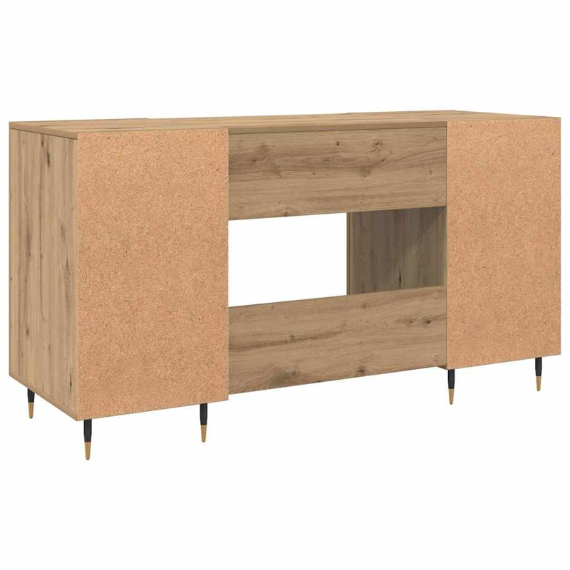 Desk With Shelf 140 X 50 X 75 Cm Engineered Wood, Artisan Oak