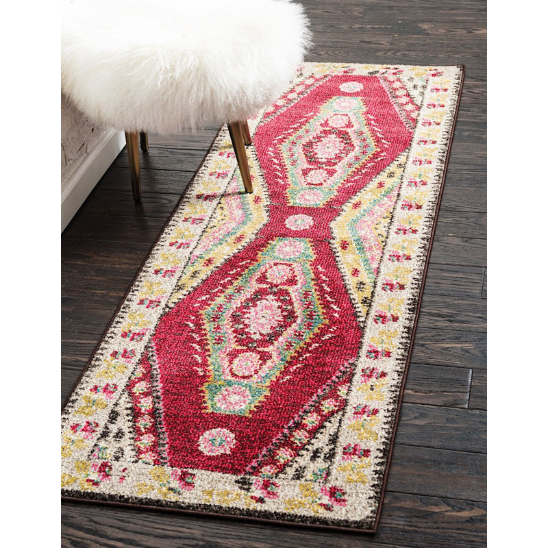Tapis oriental beige / rouge Beverley, Tapis de couloir 2 pi 7 po x 10 pi