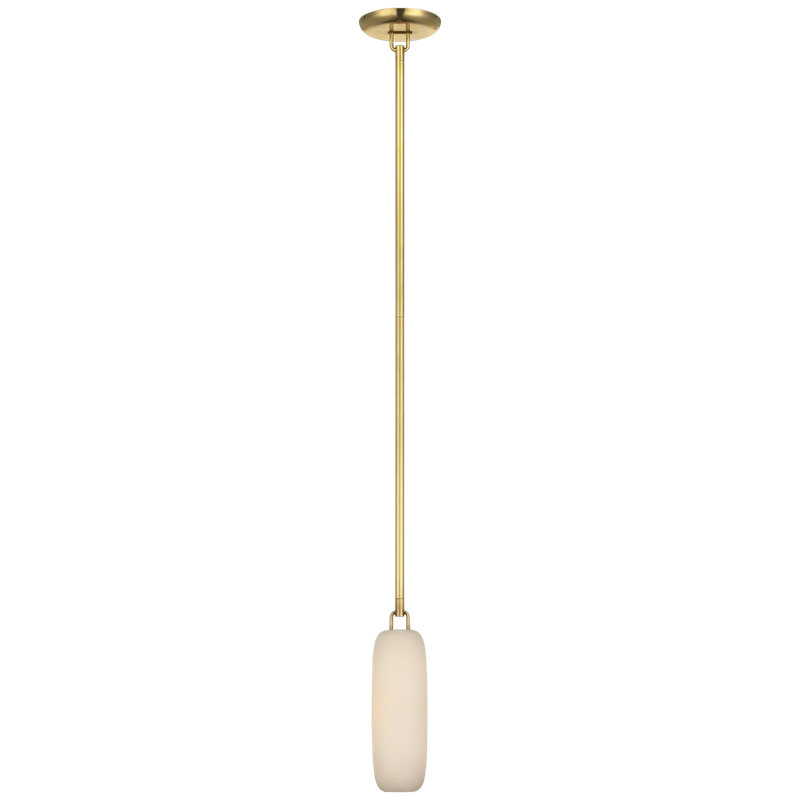 Kelly Wearstler Formosa Single Pendant with Alabaster, Antique-Burnished Brass, 56" H x 3.25" W x 3.25" D