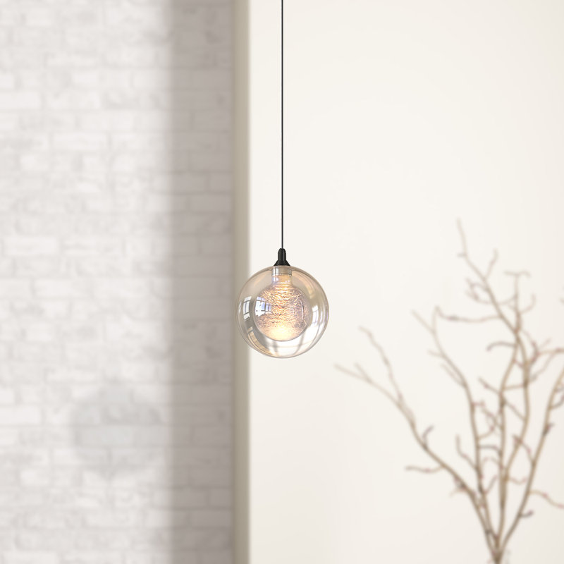 Riverdale 1-Light LED Single Pendant, Noir mat