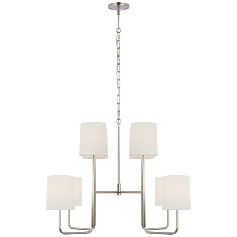 Go Lightly 8 - Light Chandelier, Polished Nickel, White