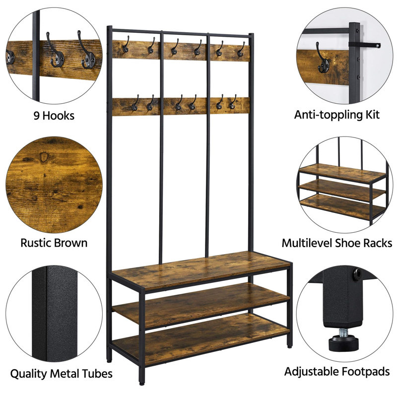Aarran Freestanding 24 - Hook Coat Rack